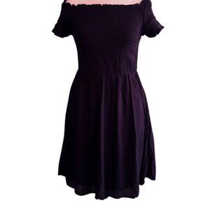 Elegant Black Off-Shoulder Dress with smocked top